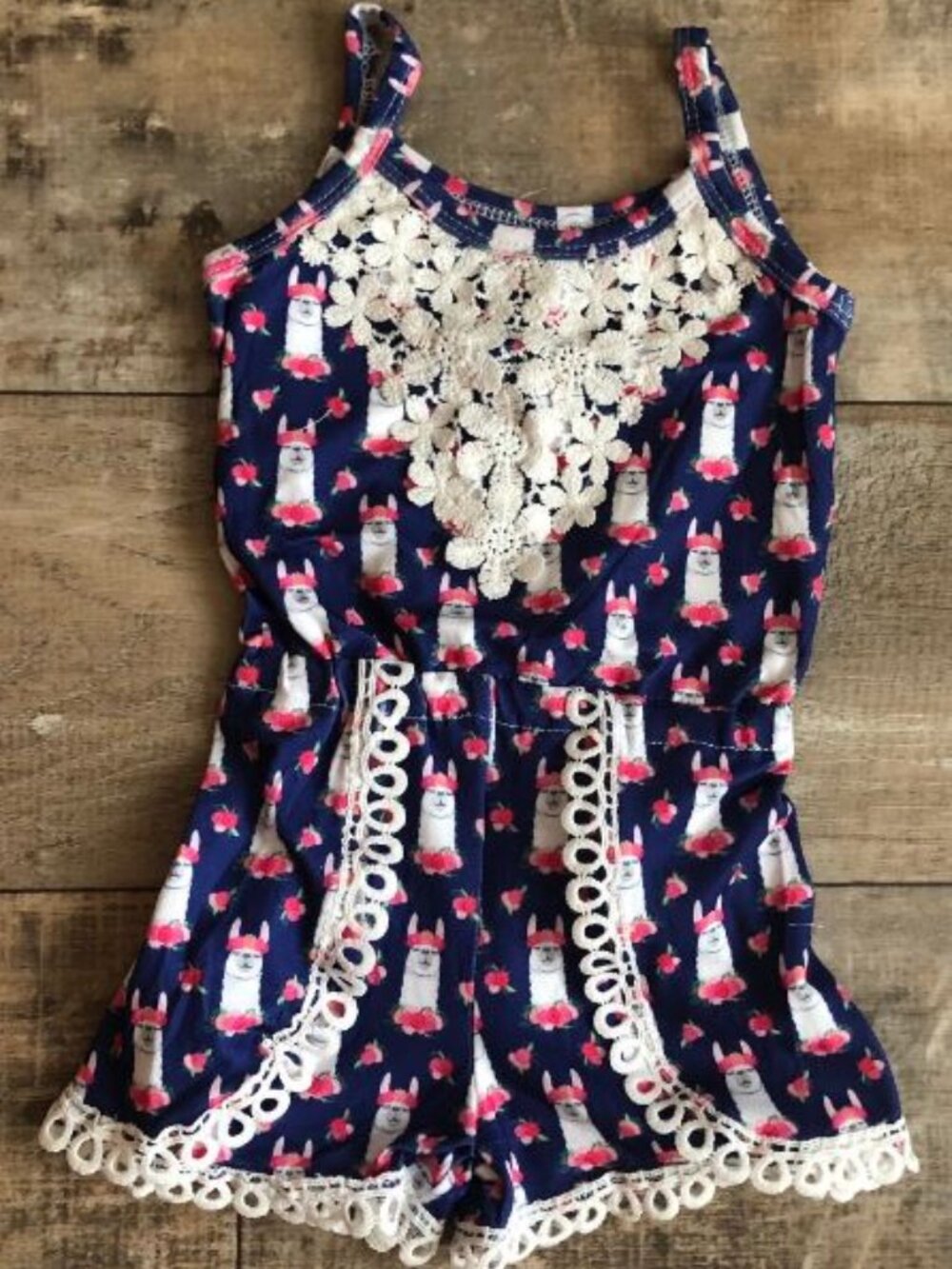 Infant to Toddler Lace LLAMA Romper